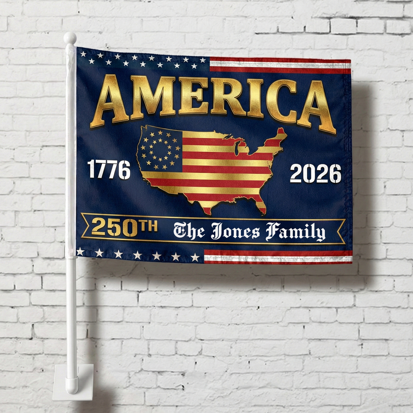 America 250th Anniversary Car Flag – Personalized Patriotic USA Flag 1776–2026