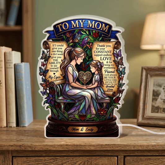 Custom Mother and Children Night Light Box - Personalized LED Photo Frame for Mom
