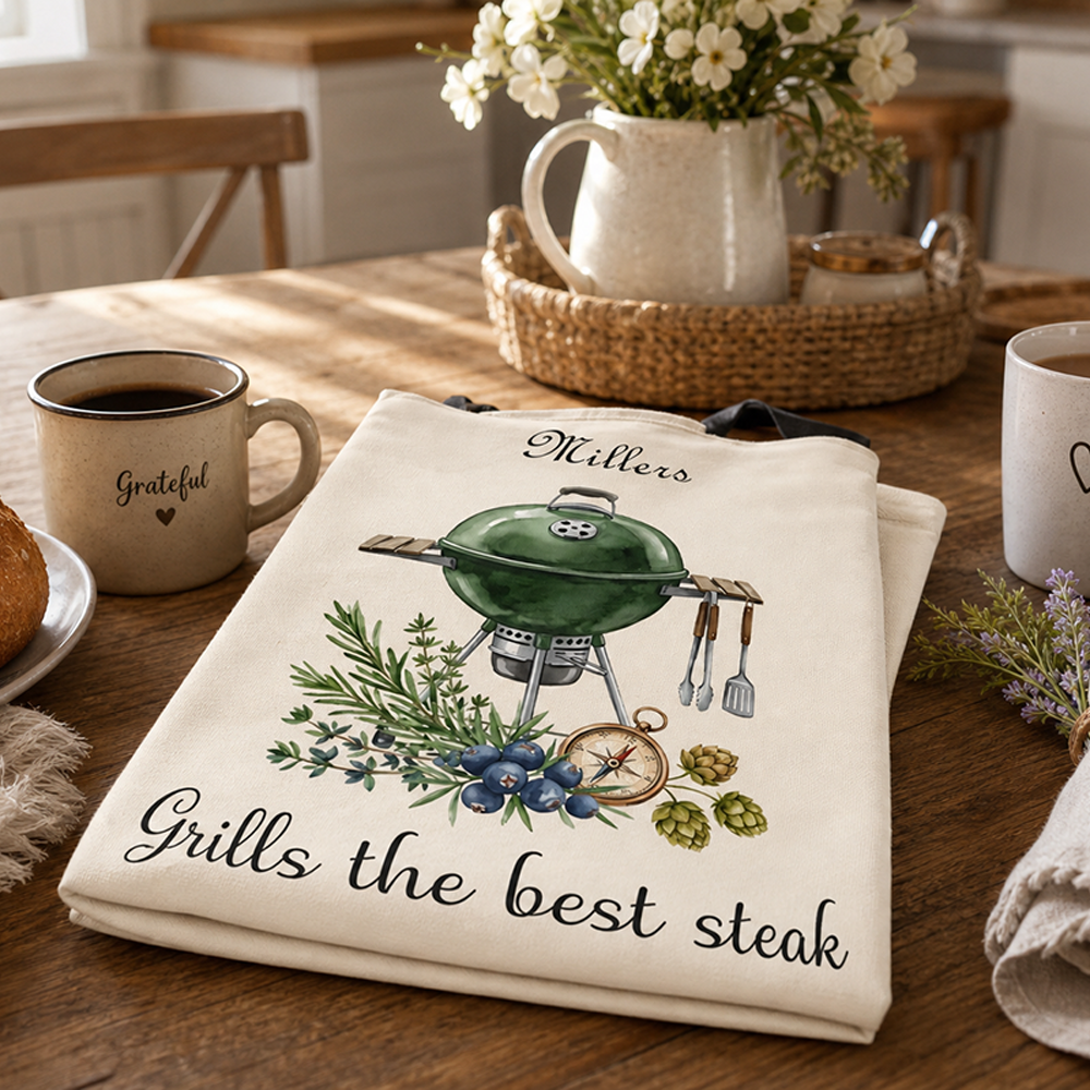 Grills the Best Steak Apron – Funny BBQ Cooking Gift for Dad
