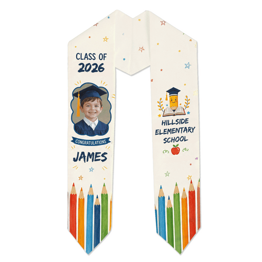 Personalized Congratulations Pencil Kid Graduation Stole - Custom Name
