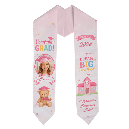 Personalized Dream Big Shine Bright Kid Graduation Stole - Custom Photo