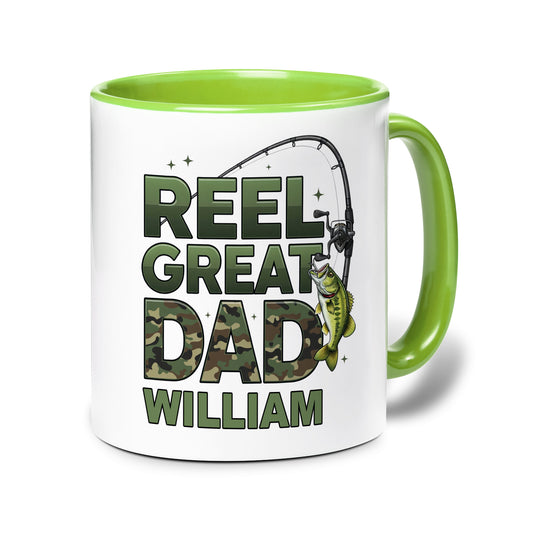 Personalized Fishing Mug for Dad - Real Great Dad Custom Name Coffee Mug