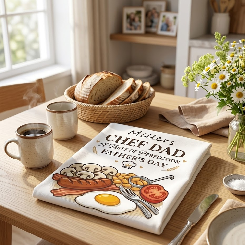 Chef Dad A Taste of Perfection Father’s Day Apron – Funny BBQ Cooking Gift for Dad