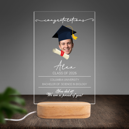Personalized You Did It, We Are So Proud of You Photo Night Light with Custom Photo