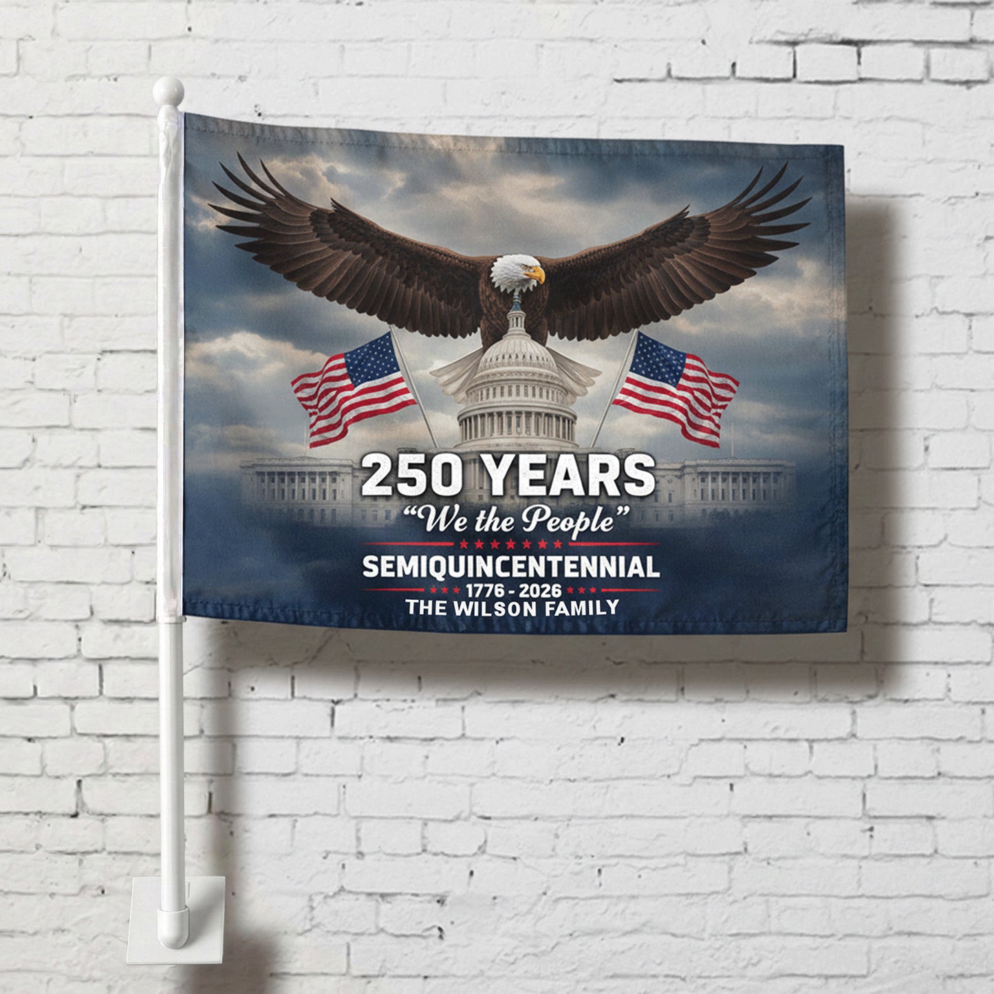America 250 Semiquincentennial Car Flag – Personalized We The People Patriotic Flag 1776–2026