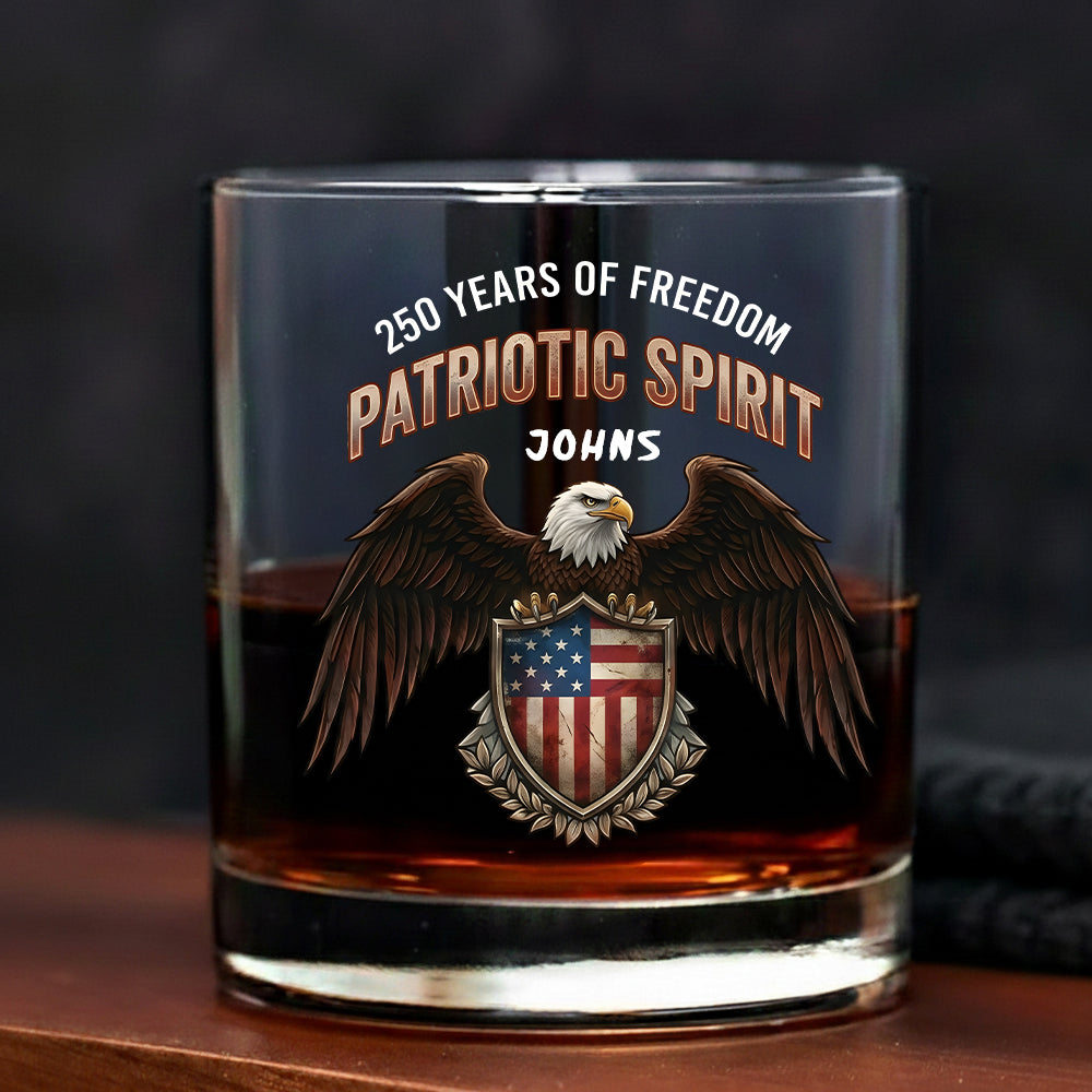 250 Years of Freedom Eagle Patriotic 1776 - 2026 Whiskey Glass