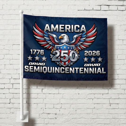 America 250 Semiquincentennial Car Flag - Personalized Patriotic USA Eagle Flag 1776 - 2026