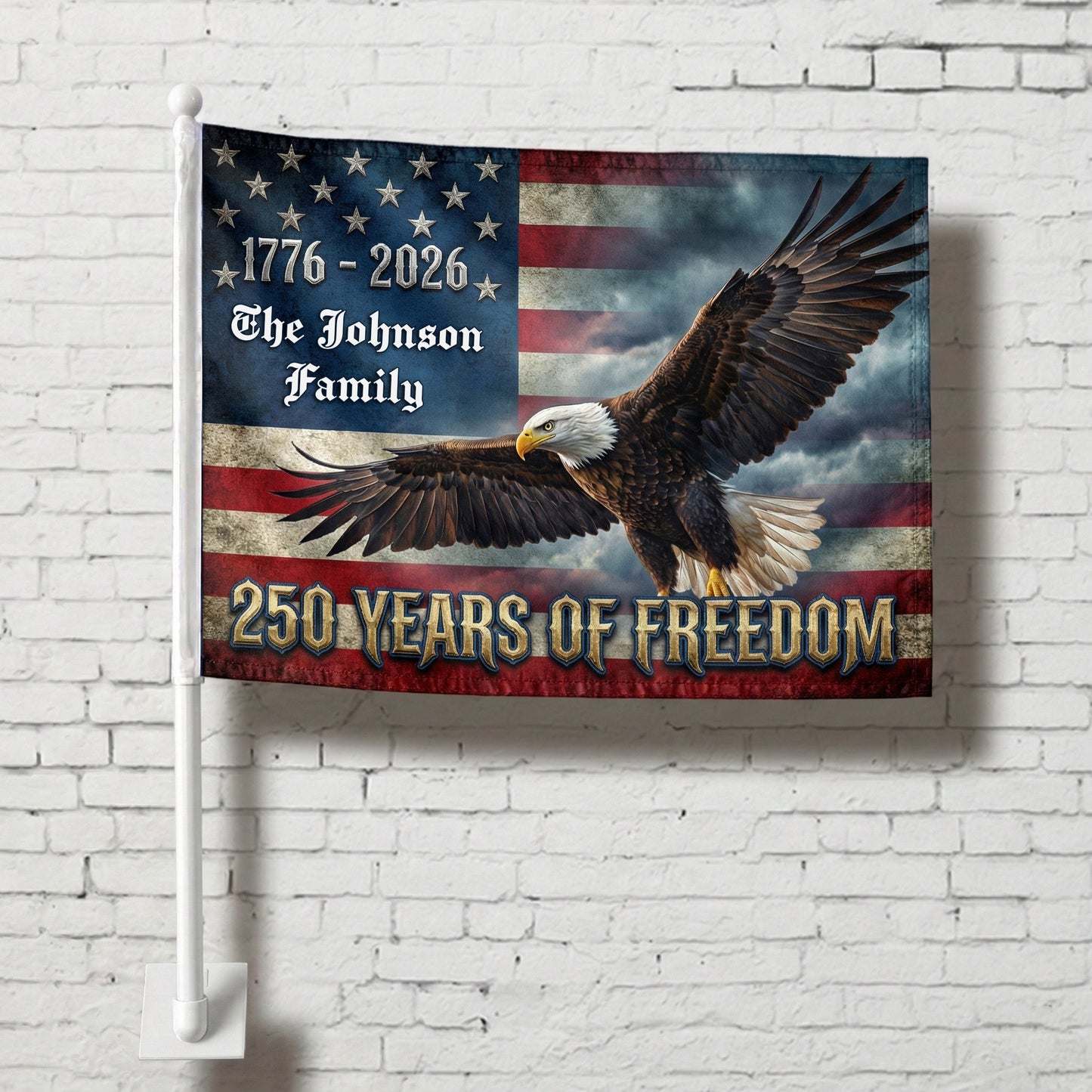 250 Years of Freedom Eagle Car Flag – Personalized USA Patriotic Flag 1776–2026