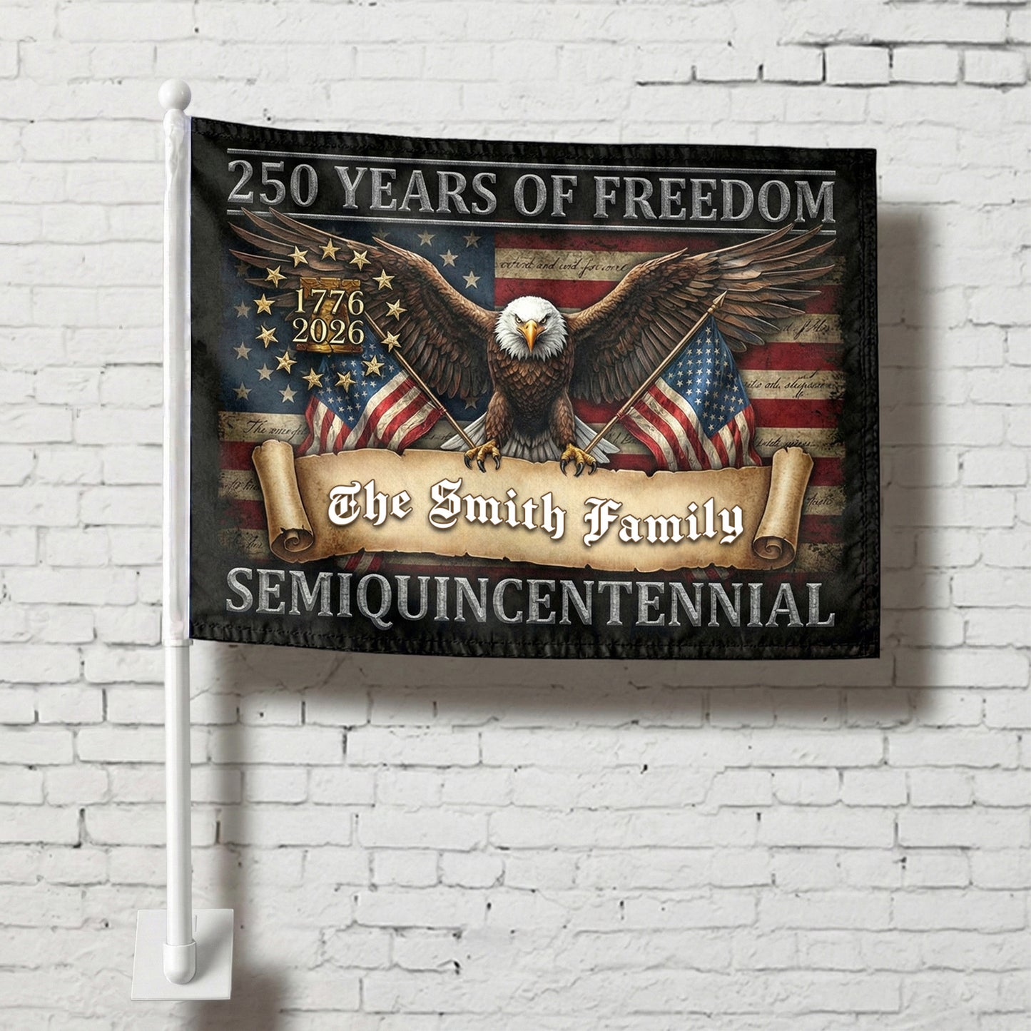 250 Years of Freedom Eagle Car Flag – Personalized Patriotic USA Flag 1776–2026