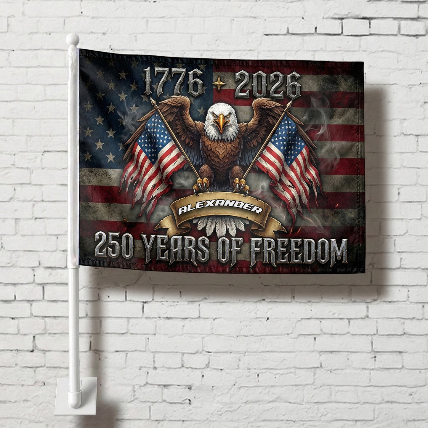 250 Years of Freedom Car Flag – Personalized USA Eagle Flag 1776–2026