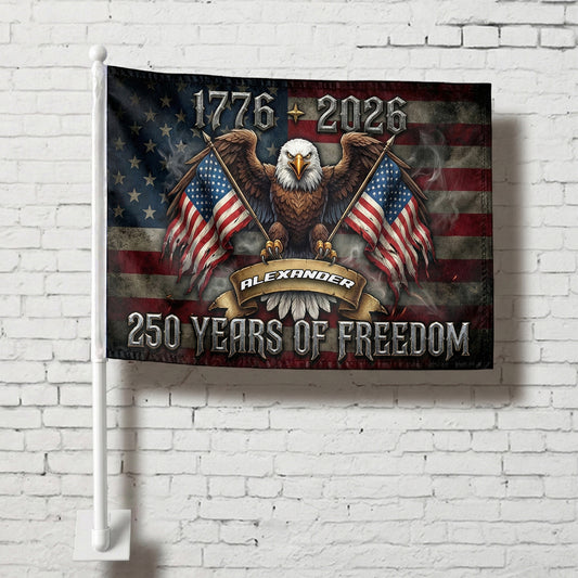 250 Years of Freedom Car Flag - Personalized USA Eagle Flag 1776 - 2026