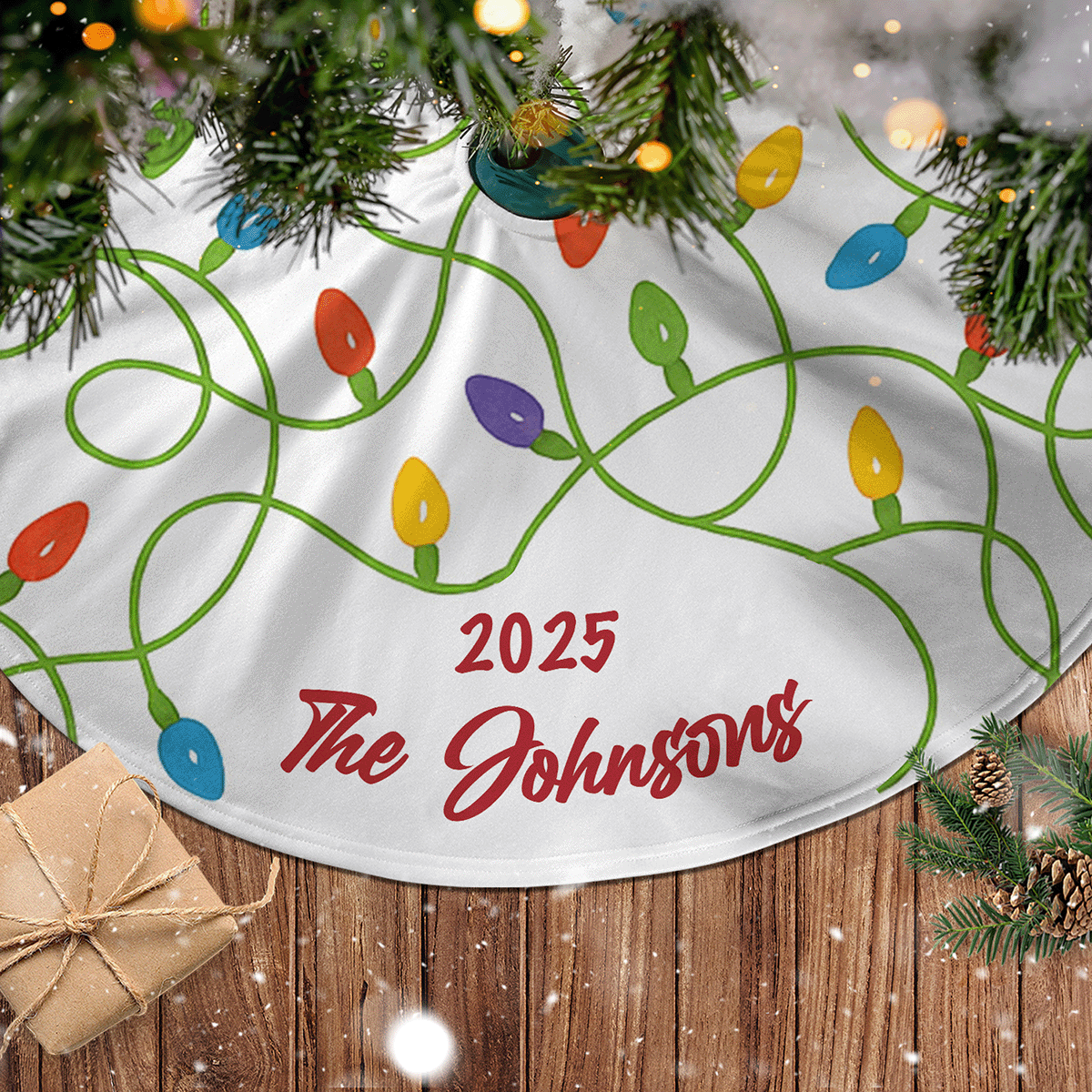 Personalized Twinkle Light Christmas Tree Skirt