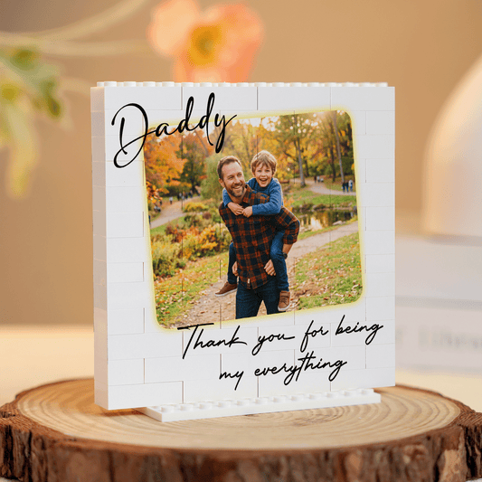 Daddy & Me Puzzle Block - Personalized Photo Pen Holder for Dad | Father's Day Gift & Custom Desk Keepsake