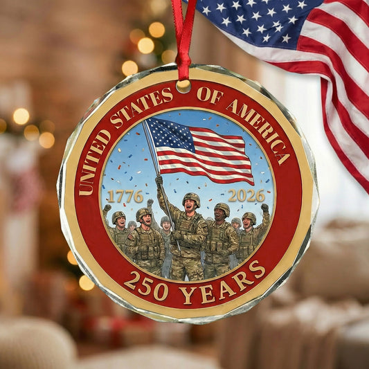 United States of America 250th Anniversary Glass Ornament - Patriotic USA Keepsake
