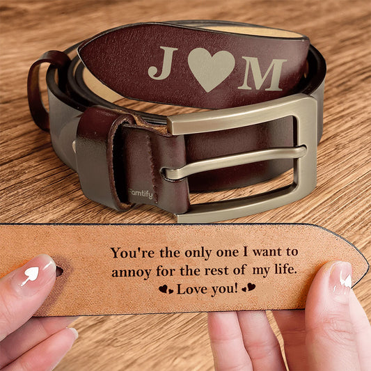 A Hidden Message Just for Him - Anniversary Gift for Husband - Personalized Engraved Leather Belt
