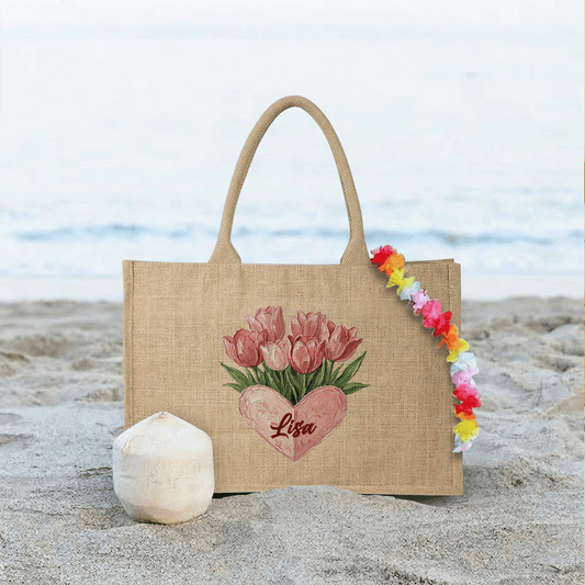 Personalized Wildflower Field Linen Handbag - Love & Togetherness Gift