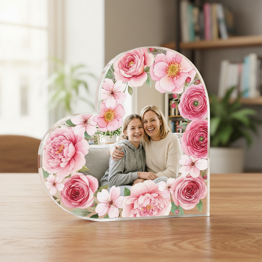 Custom Photo Heart Acrylic Keepsake - Personalized Mother's Day Gift for Mom