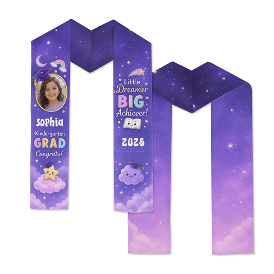 Personalized Little Dreamer Big Achiever Kid Graduation Stole - Custom Name