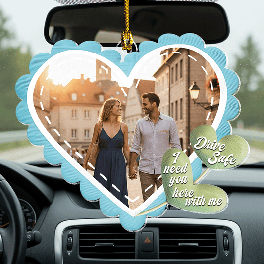 Drive Safe, We Love You - Heartfelt Car Gift for Family or Couples - Personalized Heart Shape Car Ornament