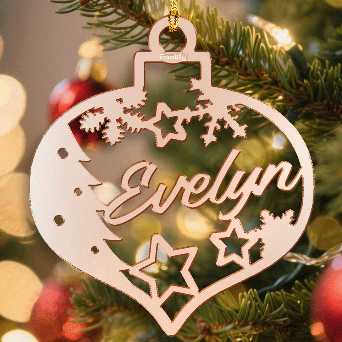 Personalized Mirrored Acrylic Christmas Ornament With Engraved Name