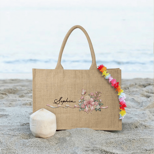 Personalized Linen Handbag - Minimalist Everyday Style Gift for Mom Birthday & Holiday Tote