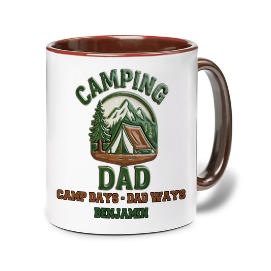 Personalized Camping Mug for Dad - Custom Name Coffee Mug Gift for Father