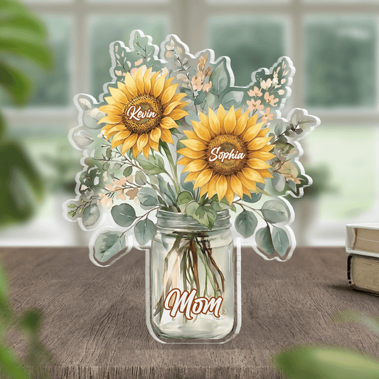 Sunflower Love for Mom - Personalized Mother's Day Acrylic Plaque Gift