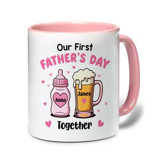 Personalized First Father's Day Accent Mug with Custom Name - New Dad Gift Coffee Cup