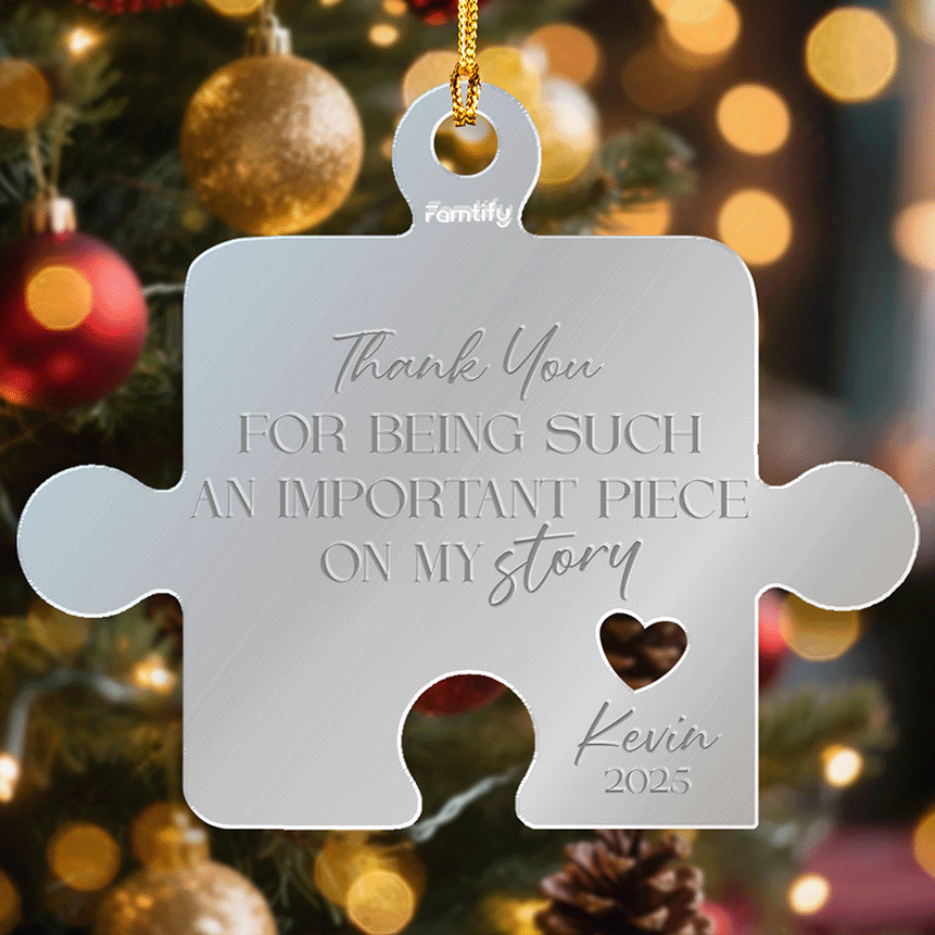 Custom Mirrored Acrylic Puzzle Piece Ornament - Personalized Name Gift