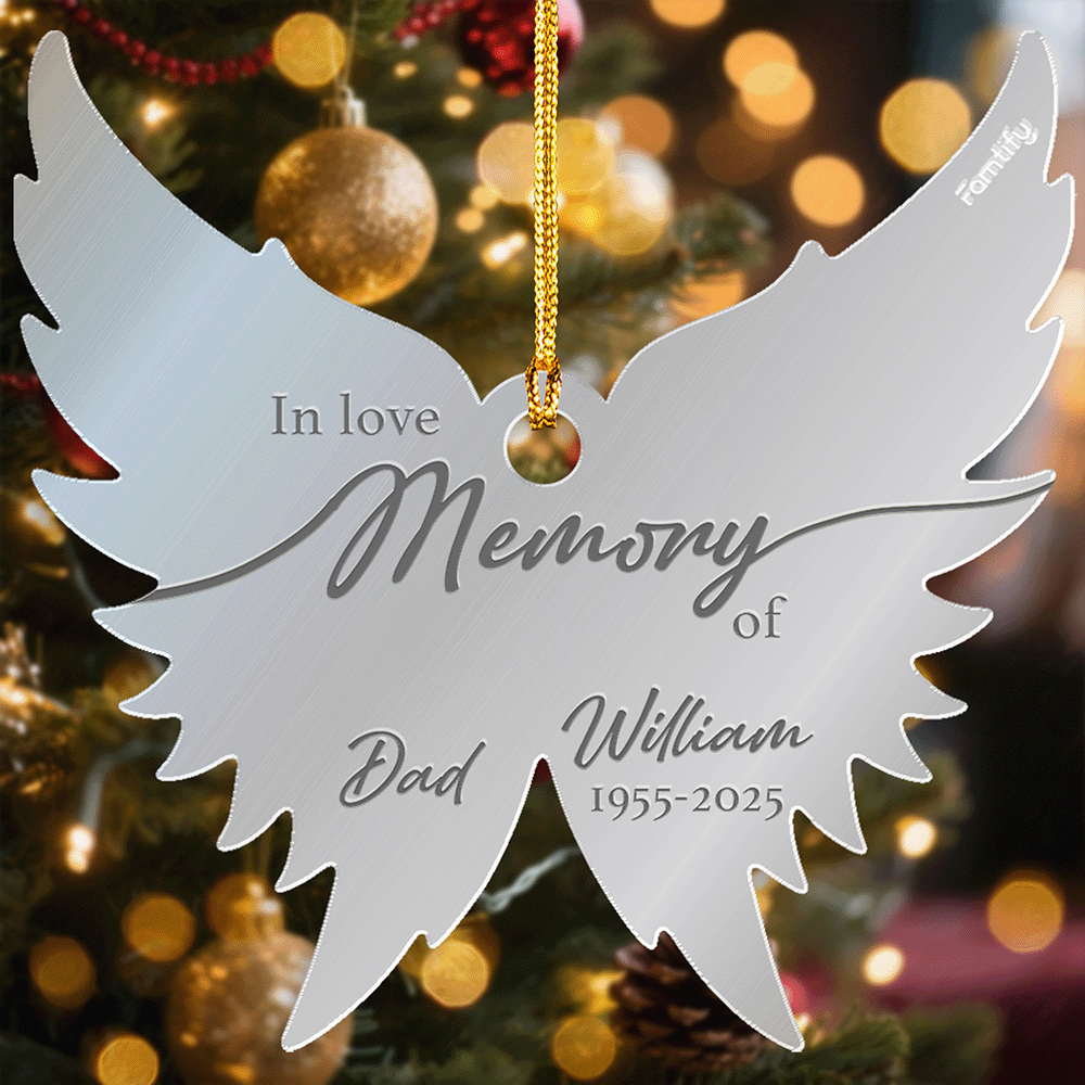 Memorial Mirrored Acrylic Christmas Ornament - Angel's Wings