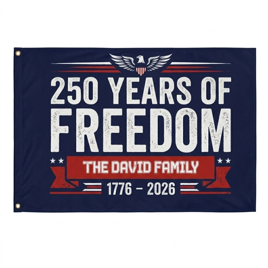 Custom Family Name 250 Years Of Freedom 1776-2026 4th Of July Double-Sided Flag