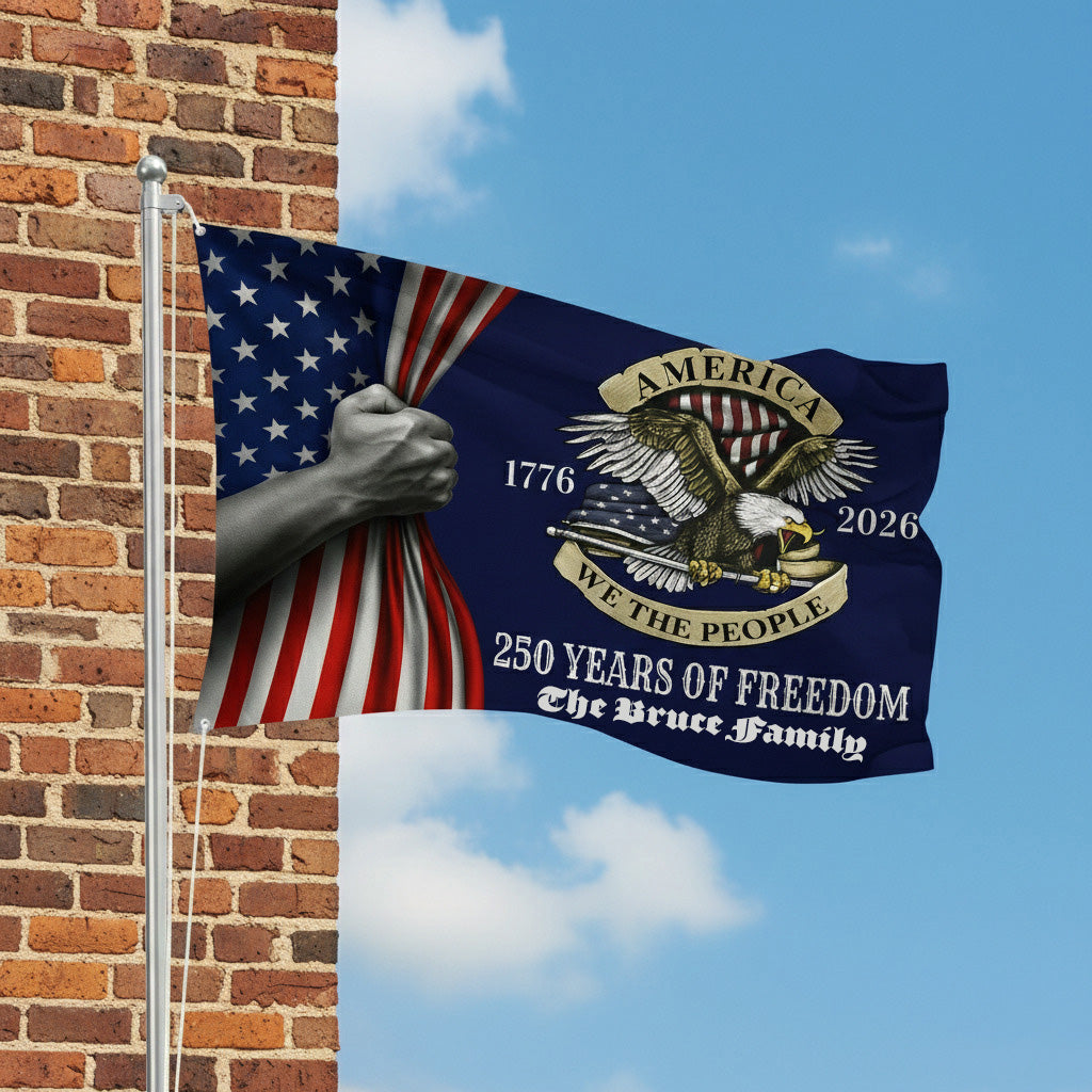 Patriotic USA 250th Anniversary 250 Years of Freedom House Flag
