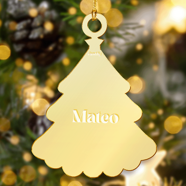 Custom Mirrored Acrylic Pine tree Ornament - Personalized Name Gift