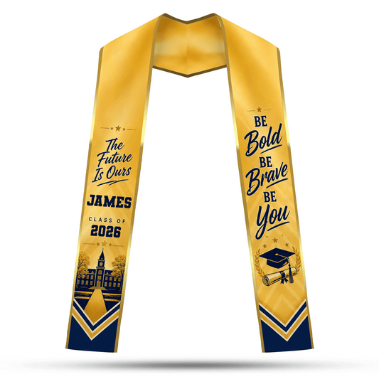 Personalized Be Bold Be Brave Be You Graduation Stole - Custom Photo and Name