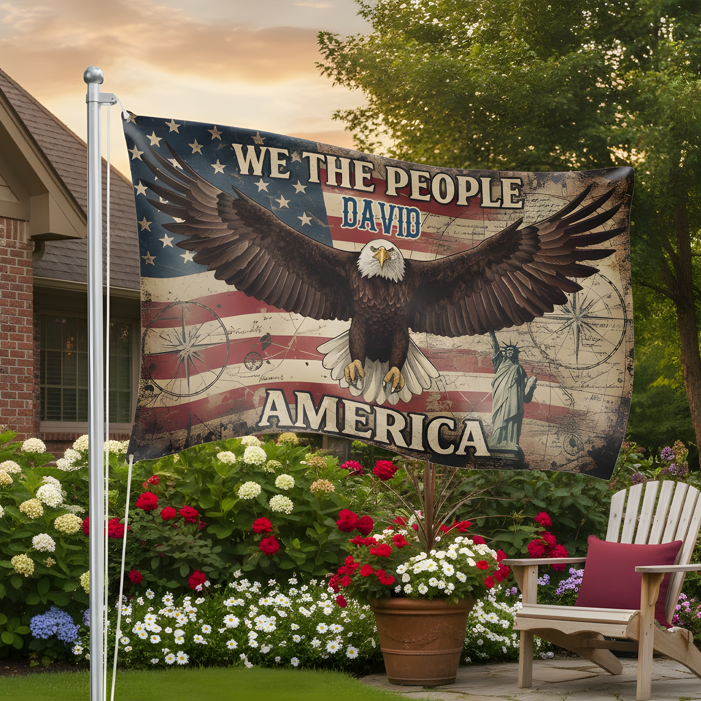 We The People 1776 Flag Patriotic 4th of July Double-Sided Flag