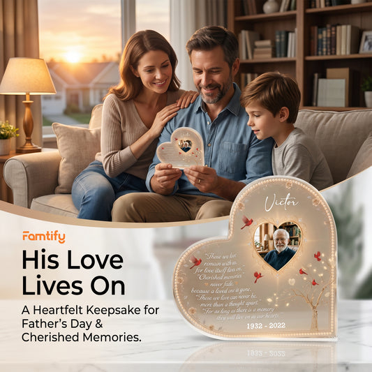 Personalized Memorial Heart Acrylic Plaque - Custom Photo Sympathy Gift & Remembrance Keepsake
