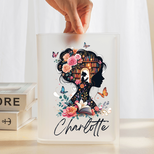 Personalized Book Lover Acrylic Book Vase with Custom Name