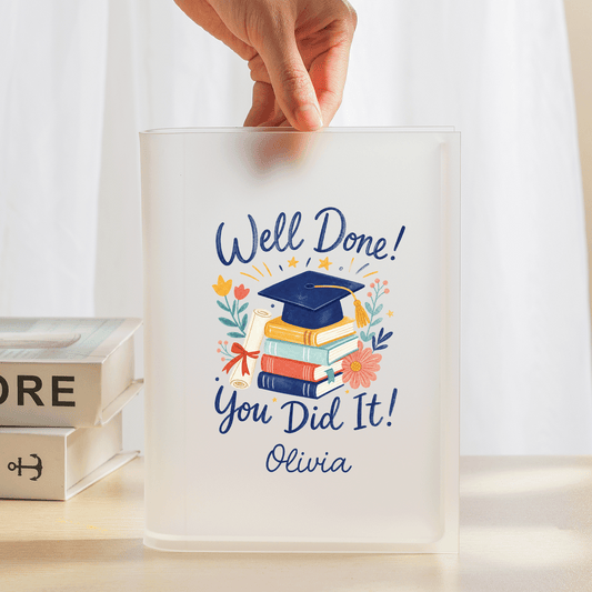 Personalized Well Done You Did It Acrylic Book Vase with Custom Name