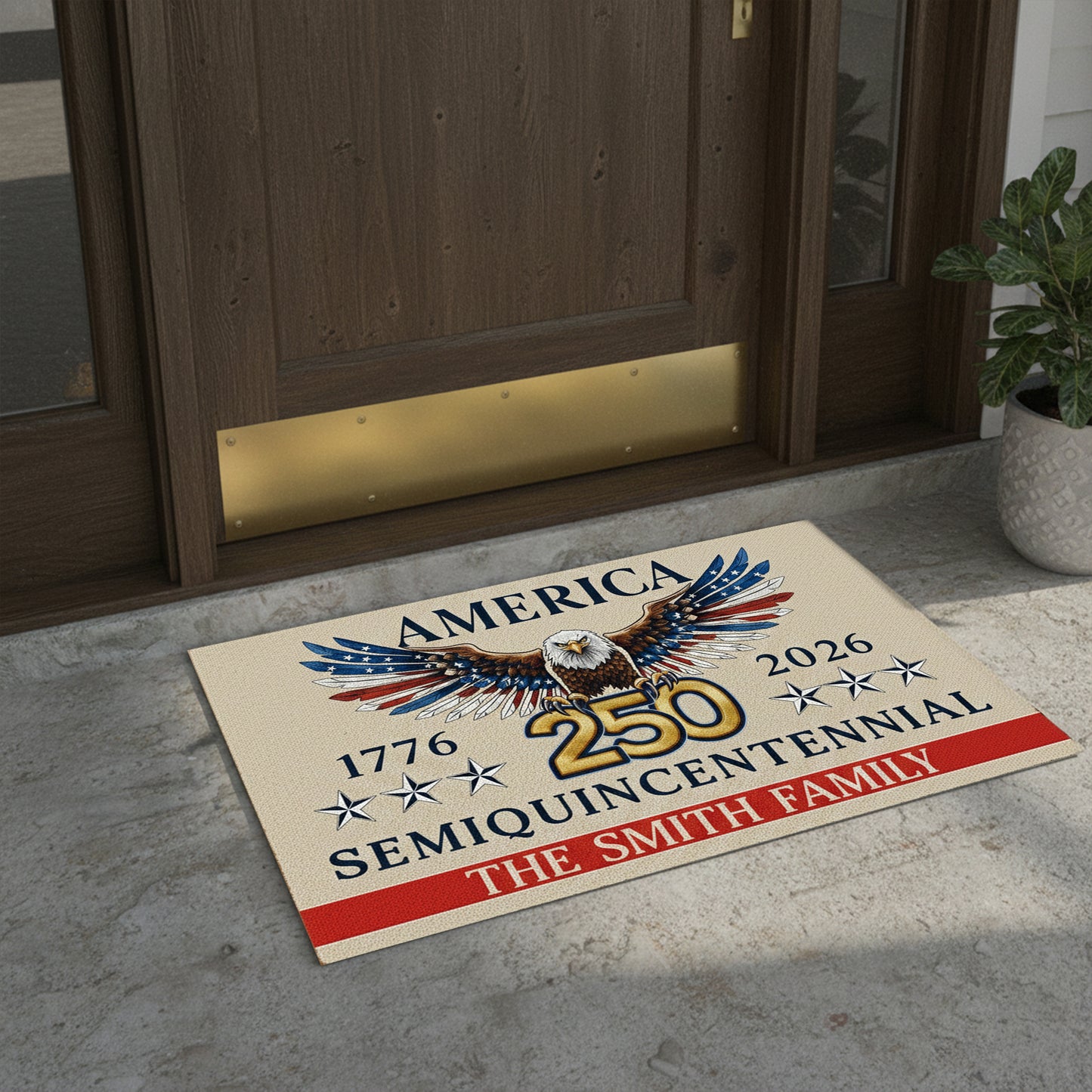 USA 250 Years of Freedom Doormat - Semiquincentennial Patriotic Welcome Mat