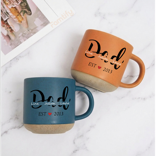 Personalized Established Year Clay Mug for Dad - Custom Name Father's Day Gift, Dad Est. Coffee Mug
