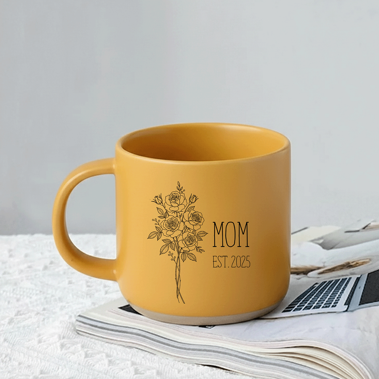 Bloom with Love – Meaningful Mother’s Day Gift for Mom – Personalized Engraved Flower Coffee Mug