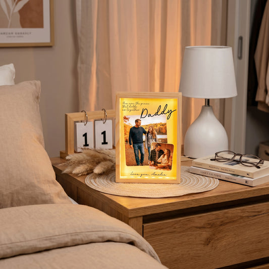 Personalized Daddy Photo Frame Light Box - Custom Photo Father's Day Gift, You Are the Piece That Holds Us Together LED Lamp