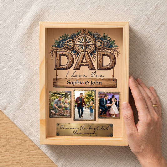 Personalized Dad Photo Frame Light Box - Custom Photo Father's Day Gift, Dad I Love You LED Lamp