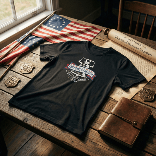 USA 1776-2026 Liberty Bell Patriotic Embroidered T-Shirt 250th Anniversary Shirt
