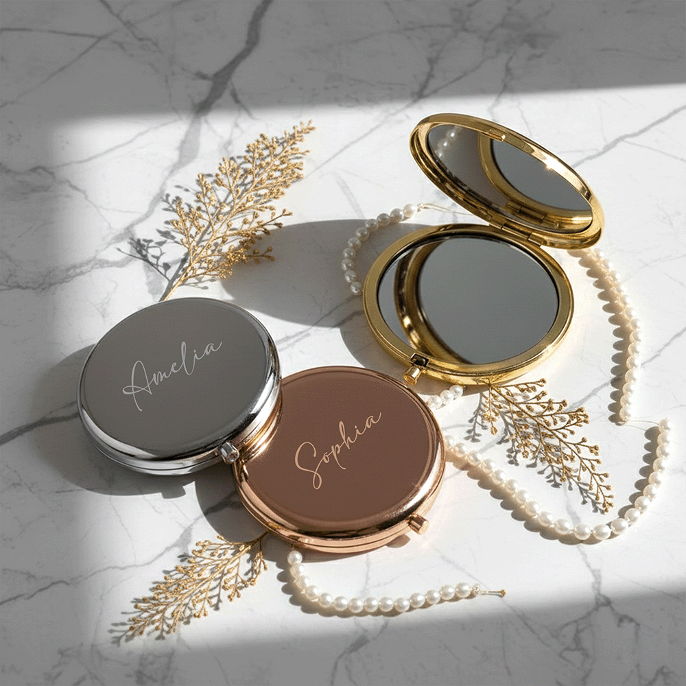 Personalized Name Engraved Compact Mirror – Valentine’s Day, Mother’s Day | Gift for Girlfriend & Mom