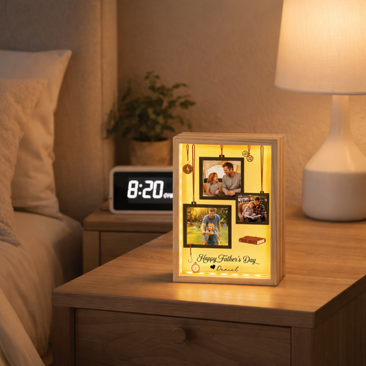 Personalized Photo Frame Light Box for Dad - Custom Photo Father's Day Gift, LED Picture Frame Lamp