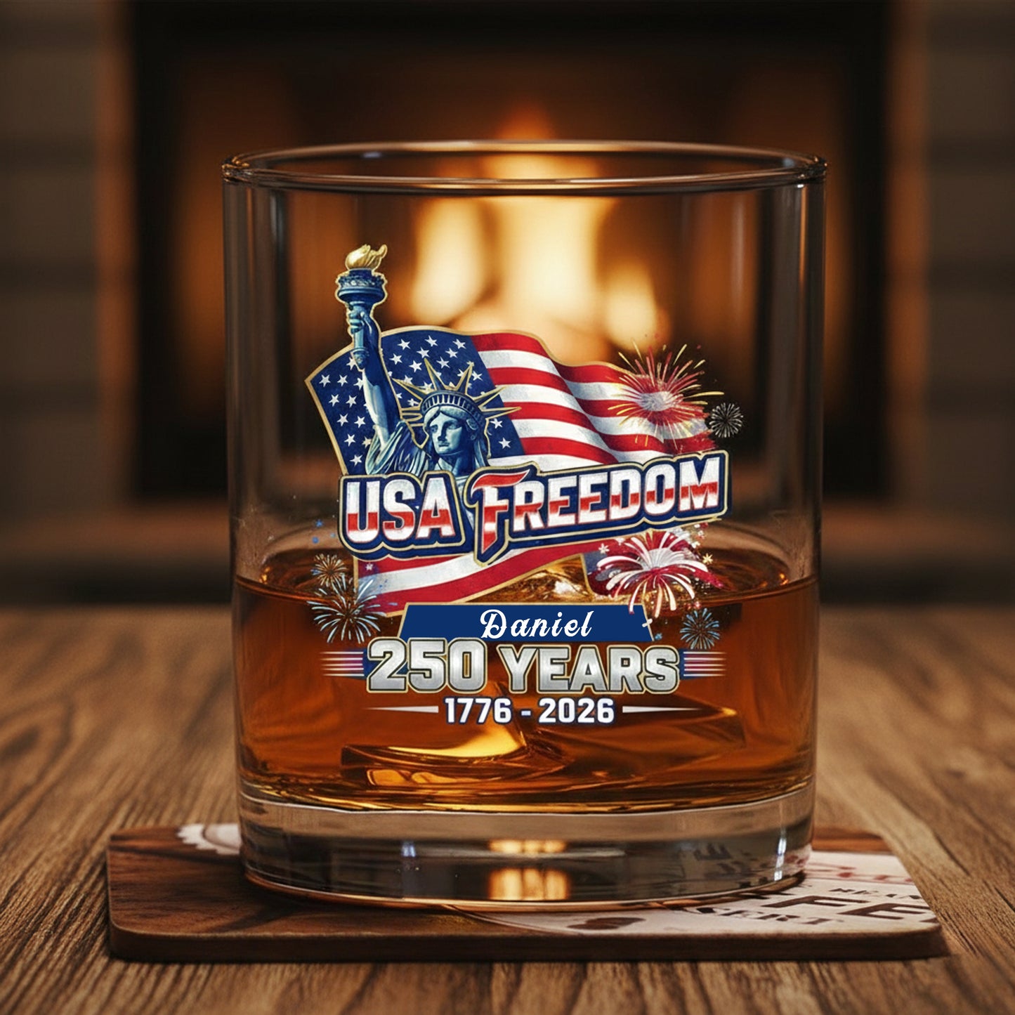 America 250 USA Freedom Liberty Whiskey Glass
