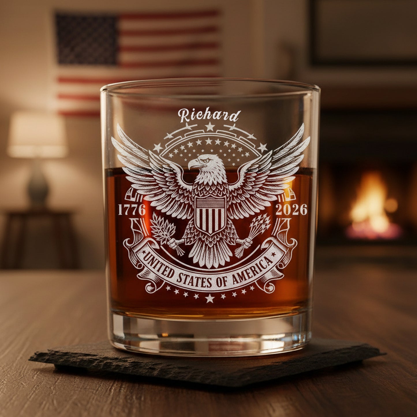 America 250 Years Happy 250th Birthday USA Whiskey Glass