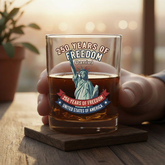 American 250 Years Semiquincentennial - Patriotic Gift 2026 Whiskey Glass
