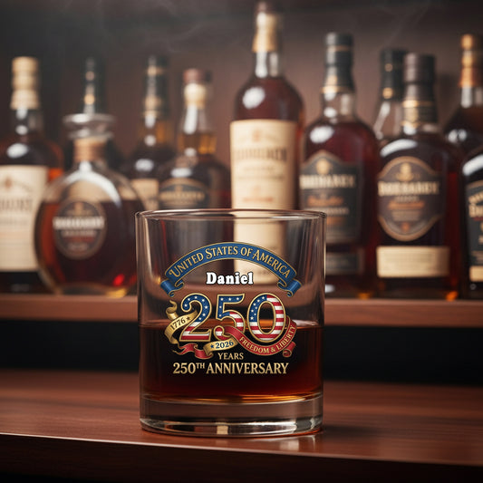 American Pride Patriotic 250th Anniversary Eagle 1776 - 2026 Whiskey Glass